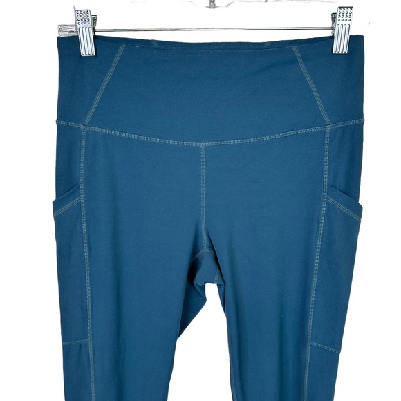 Prana Leggings Women Cropped High Rise Stretch Pockets Blue Medium - Picture 2 of 11